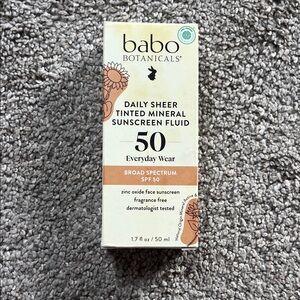 Babo botanicals daily sheer tinted mineral sunscreen fluid spf 50 NEW UNUSED